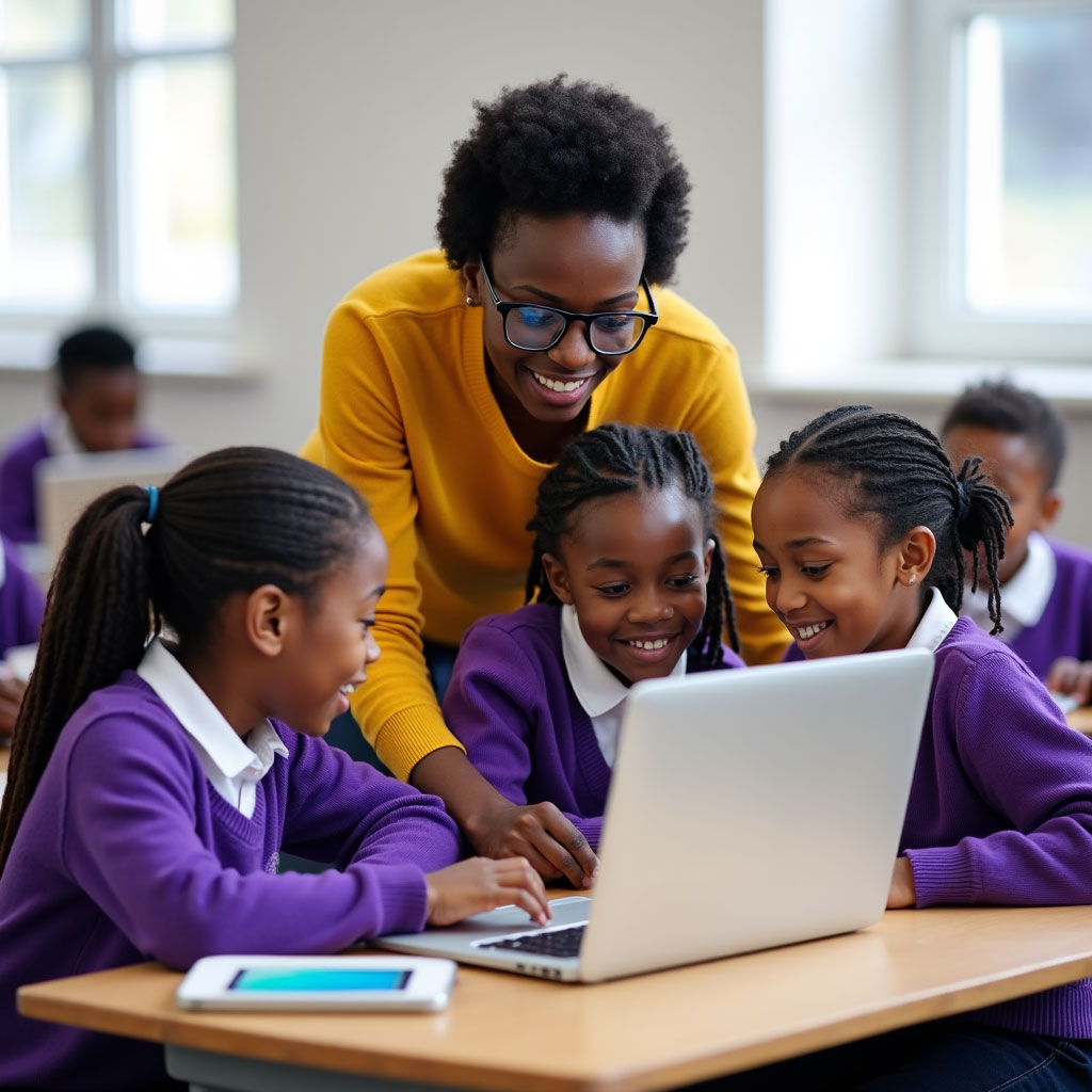 School Children Learning Computer